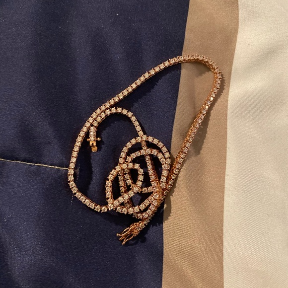 Moissanite Diamond Tennis Rose Gold Necklace